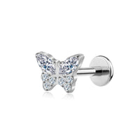 Piercing Labret Aço Cirúrgico Borboleta Zircônia Cravejada