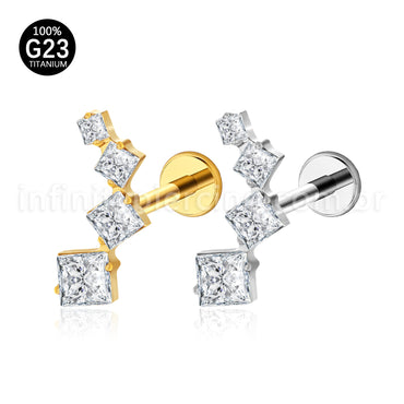 Piercing Labret  Titânio 4 Zircônia Quadrado