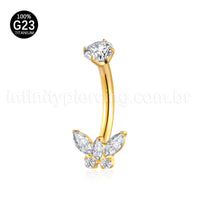 Piercing Banana Borboleta Titânio Zircônia