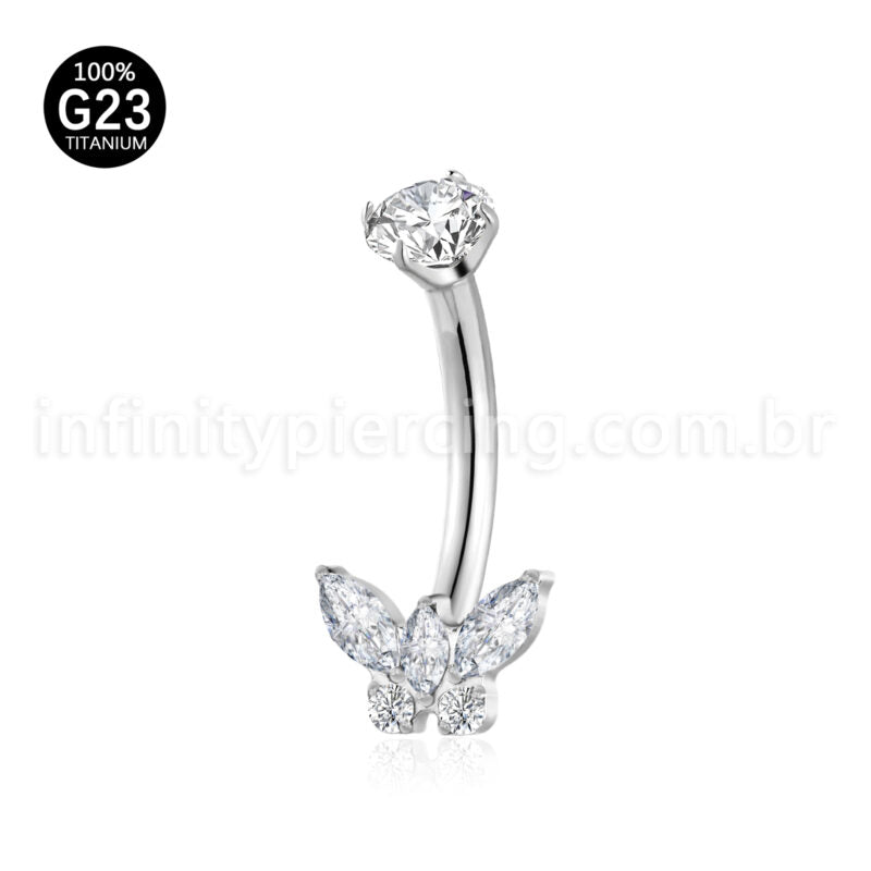 Piercing Banana Borboleta Titânio Zircônia