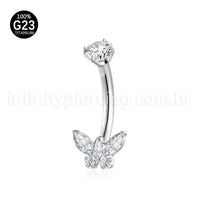 Piercing Banana Borboleta Titânio Zircônia