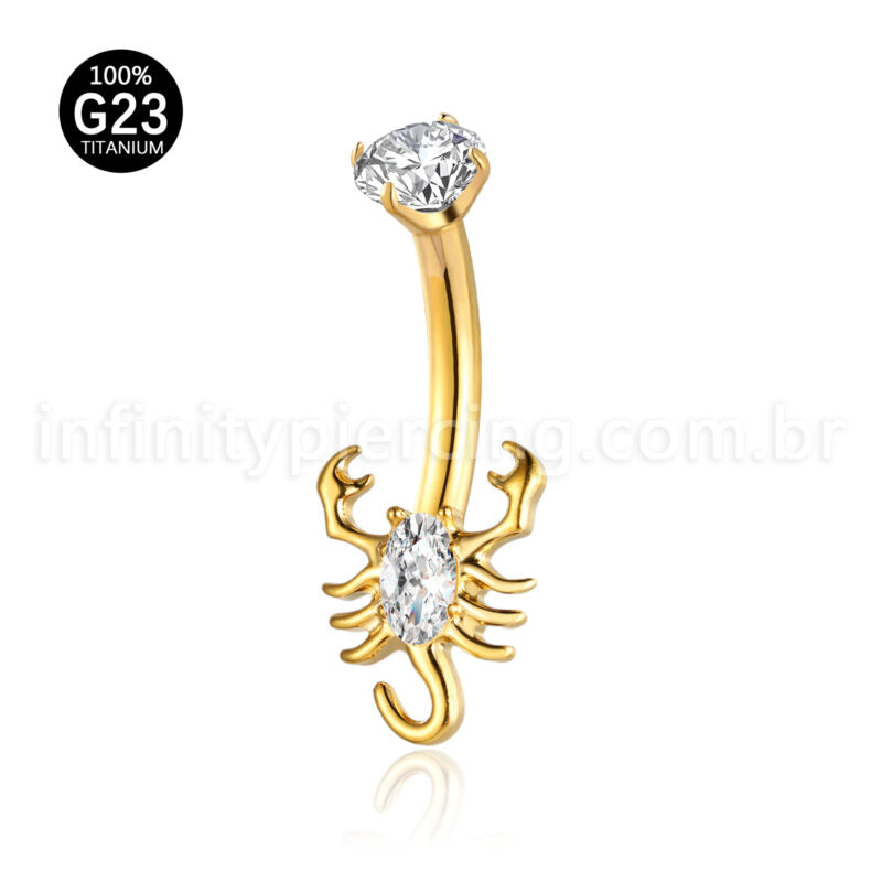 Piercing Banana Escorpião Titânio Zircônia