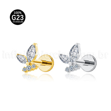 Piercing Labret Titânio Zircônia Cravejada