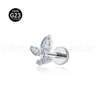 Piercing Labret Titânio Zircônia Cravejada