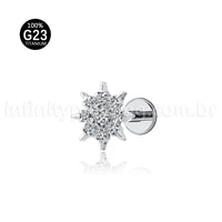 Piercing Labret Titânio Redondo Com Zircônia Cravejada