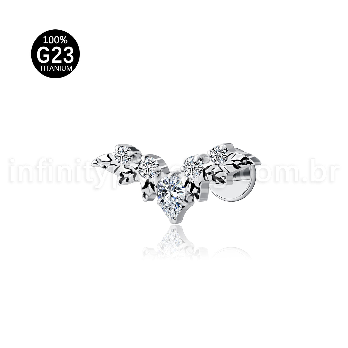 Piercing Labret Titânio Cluster Folhas Zircônia Cravejada