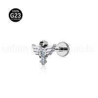 Piercing Labret Titânio Asas Zircônia Cravejada 1.2X8 10115