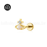 Piercing Labret Titânio Logo Orb Zircônia Cravejada