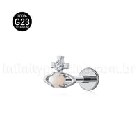 Piercing Labret Titânio Logo Orb Zircônia Cravejada