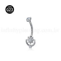 Piercing Banana Titânio Sol Detalhes Com Zircônia Cravejada