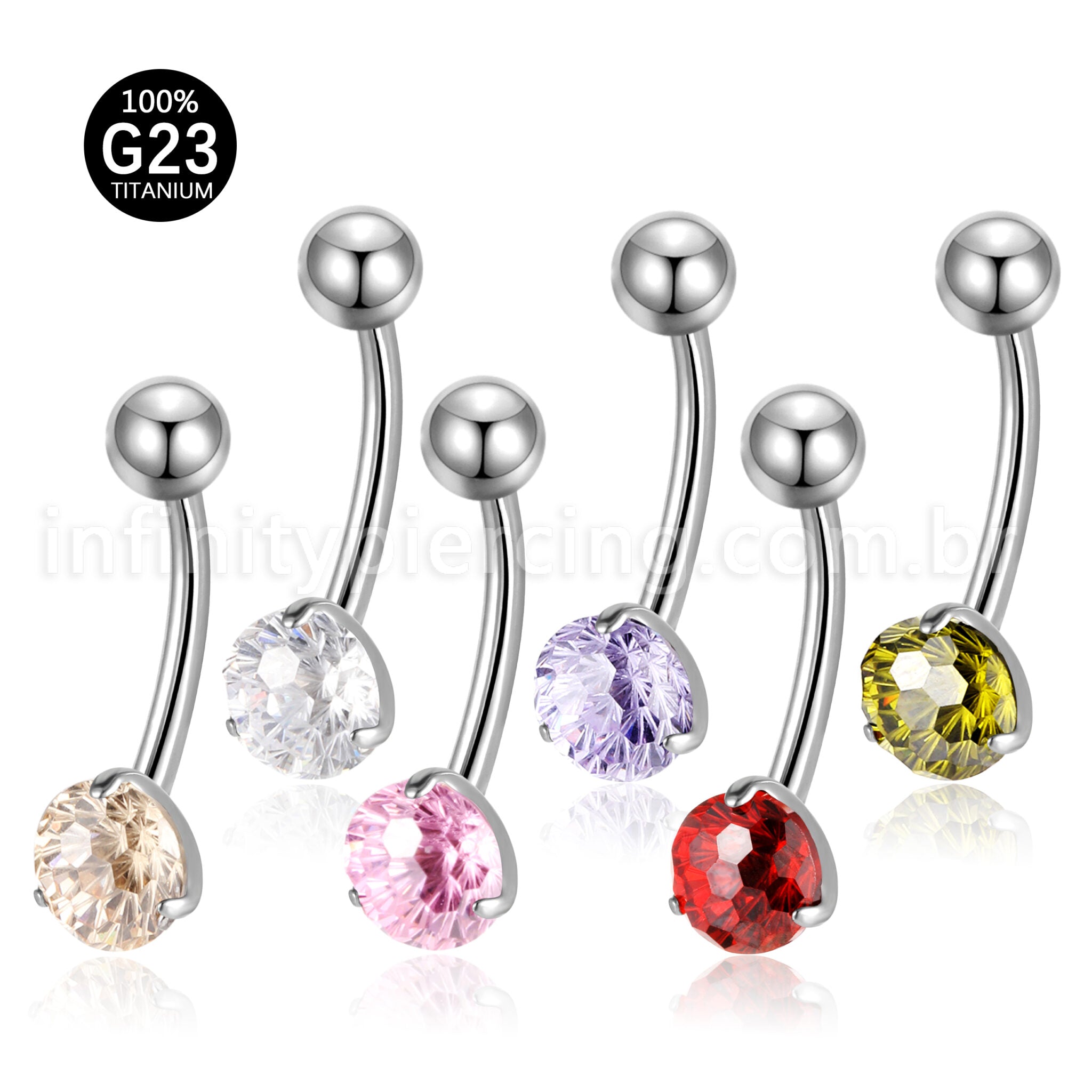 Piercing Banana Titânio 1 Pedra Zircônia Cravejada