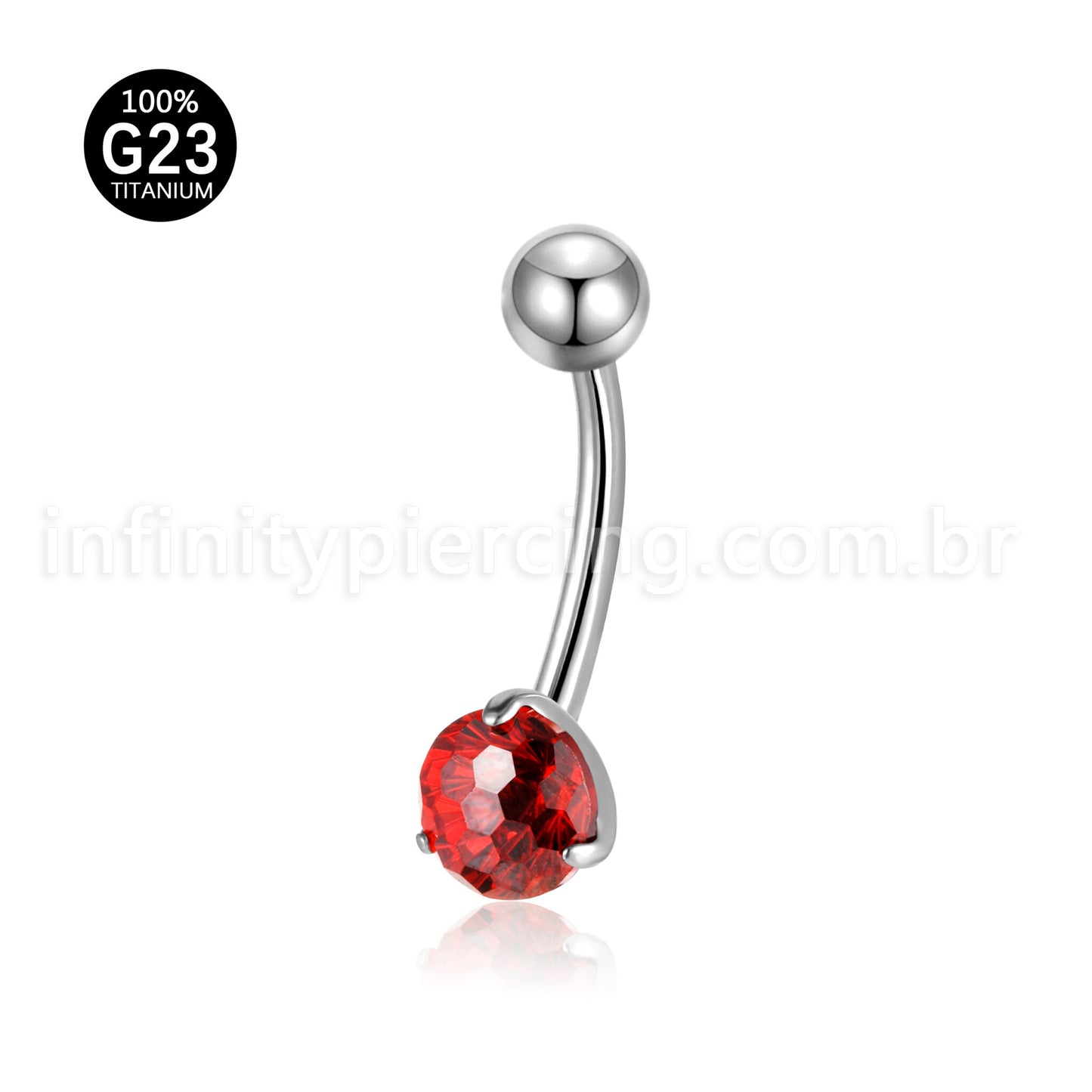 Piercing Banana Titânio 1 Pedra Zircônia Cravejada