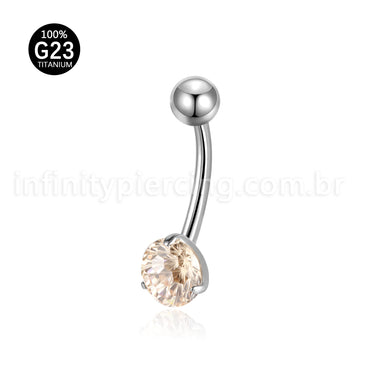 Piercing Banana Titânio 1 Pedra Zircônia Cravejada