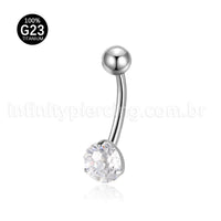 Piercing Banana Titânio 1 Pedra Zircônia Cravejada