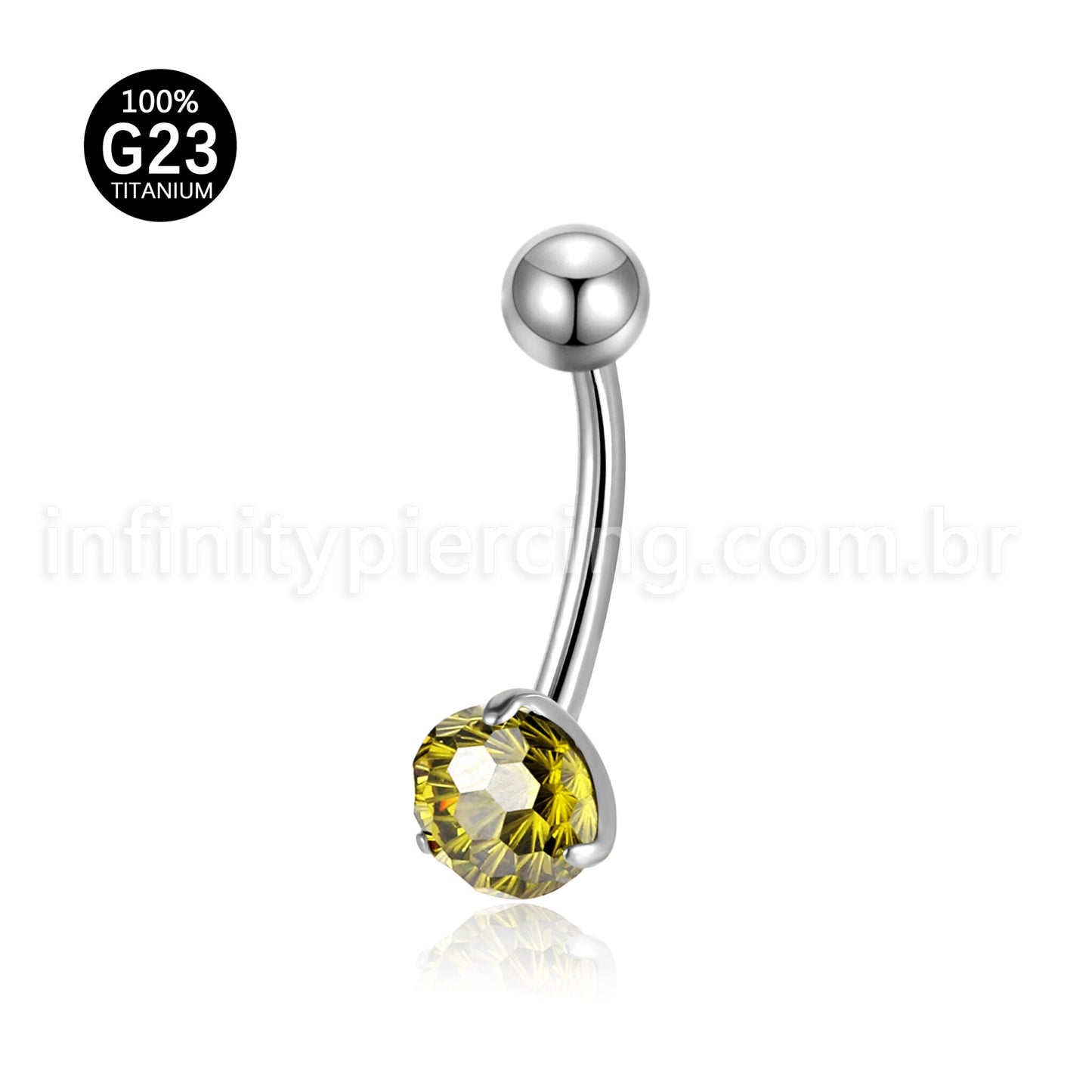 Piercing Banana Titânio 1 Pedra Zircônia Cravejada