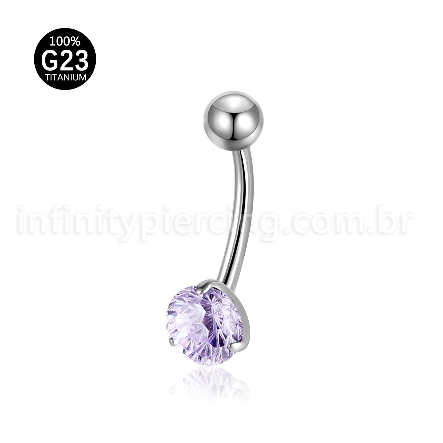 Piercing Banana Titânio 1 Pedra Zircônia Cravejada