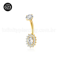 Piercing Banana Titânio Oval Zircônia Cravejada