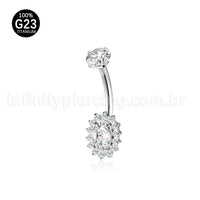 Piercing Banana Titânio Oval Zircônia Cravejada