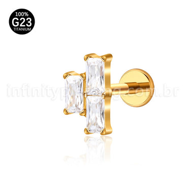 Piercing Labret Titânio Zircônia Quadrada