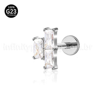 Piercing Labret Titânio Zircônia Quadrada