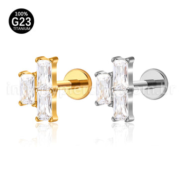 Piercing Labret Titânio Zircônia Quadrada