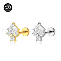 Piercing Labret Titânio 4 Pedras Zircônia Cravejada