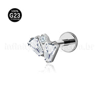 Piercing Labret Titânio 3 Zircônias Cravejadas