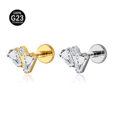 Piercing Labret Titânio 3 Zircônias Cravejadas