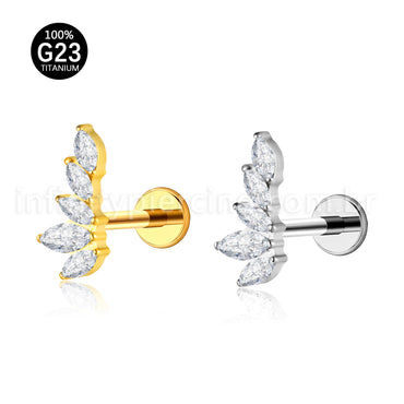 Piercing Labret Titânio 5 Pedras Zircônia