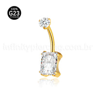 Piercing Banana Titânio Zircônia Quadrada Cravejada