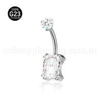 Piercing Banana Titânio Zircônia Quadrada Cravejada