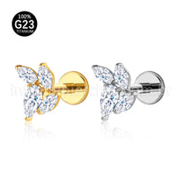 Piercing Labret Titânio Zircónia Cravejada 4 Pedras