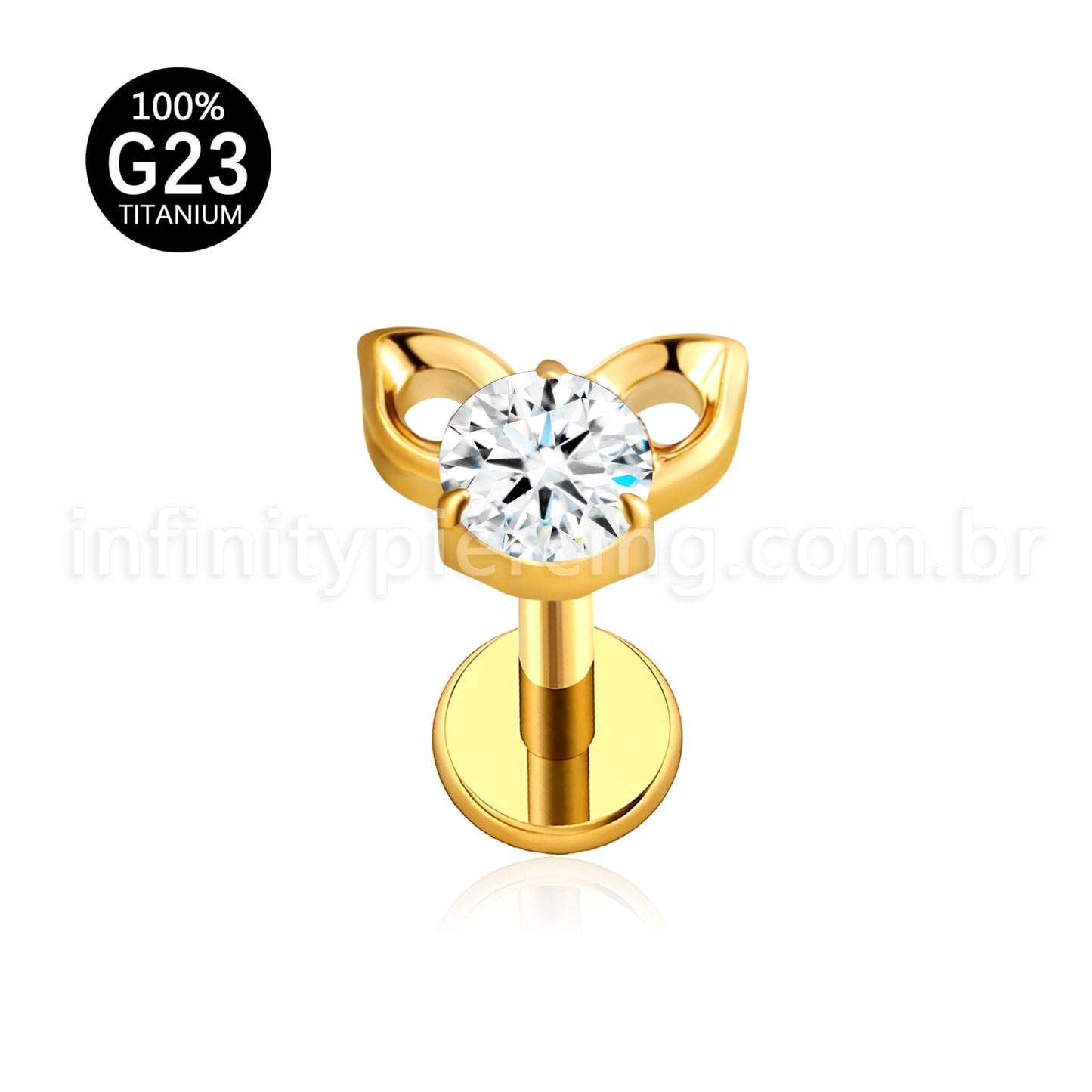 Piercing Labret Titânio Gatinho
