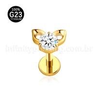 Piercing Labret Titânio Gatinho