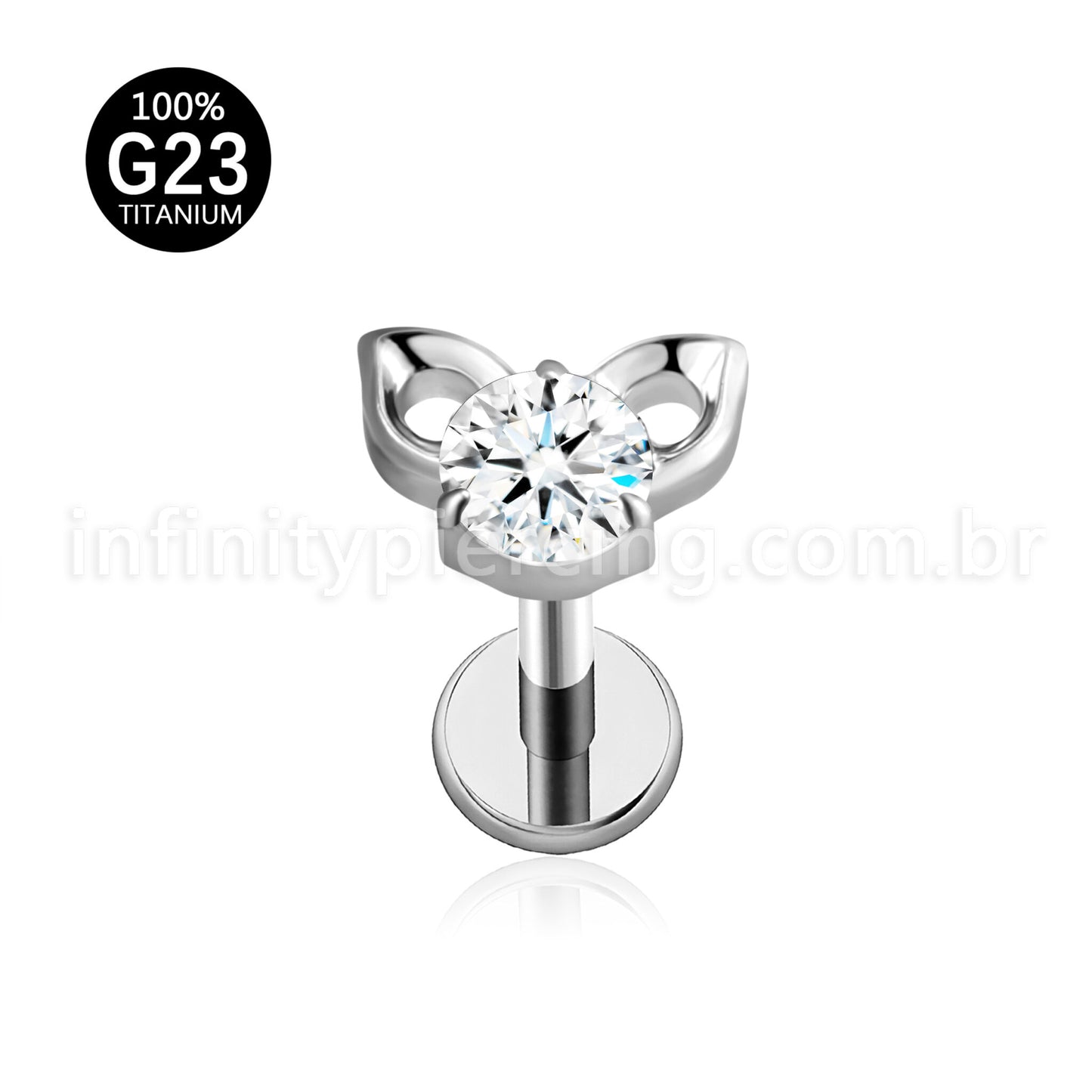 Piercing Labret Titânio Gatinho