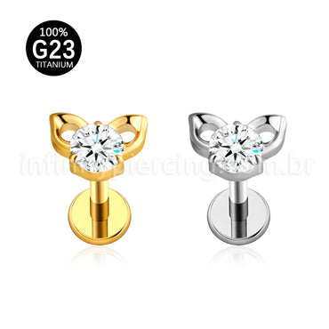 Piercing Labret Titânio Gatinho
