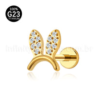 Piercing Labret Titânio Orelhinhas Zircônia Cravejada