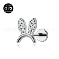 Piercing Labret Titânio Orelhinhas Zircônia Cravejada