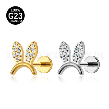 Piercing Labret Titânio Orelhinhas Zircônia Cravejada
