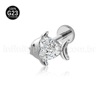 Piercing Labret Titânio Peixe Zircônia Cravejada