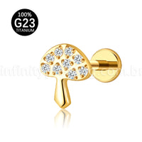 Piercing Labret Titânio Cogumelo Zircônia Cravejada
