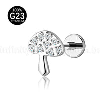 Piercing Labret Titânio Cogumelo Zircônia Cravejada