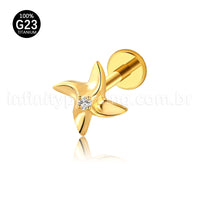Piercing Labret Titânio Flor 4 Pontas