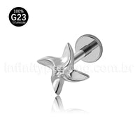Piercing Labret Titânio Flor 4 Pontas