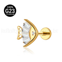 Piercing Labret Titânio Peixe Com Zircônia Cravajada