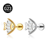 Piercing Labret Titânio Peixe Com Zircônia Cravajada