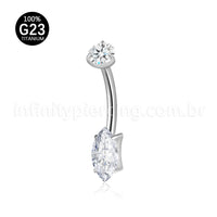 Piercing Banana Titânio Oval Com Pontas Zircônia Cravejada