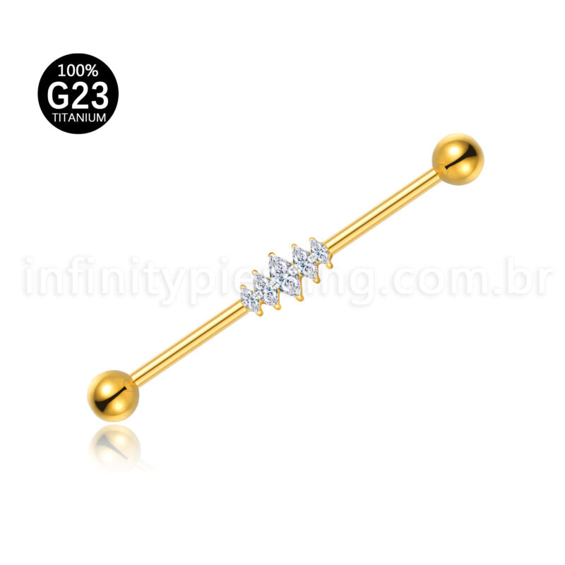 Piercing Transversal Titânio Zircônia Cravejada