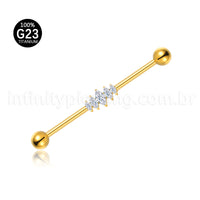 Piercing Transversal Titânio Zircônia Cravejada