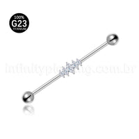 Piercing Transversal Titânio Zircônia Cravejada